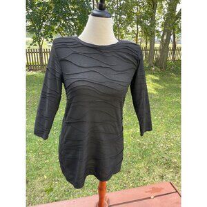 August Silk Black Textured 3/4 Sleeve Tunic Dress S Short